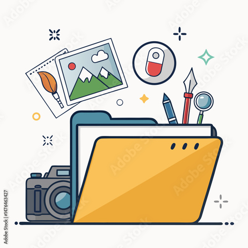 Create a bold vector illustration of a digital folder icon, featuring a thick, clearly defined stroke.  Include a closed folder design.
