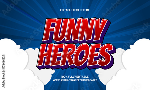 funny heroes editable text effect with a comic and fun text style