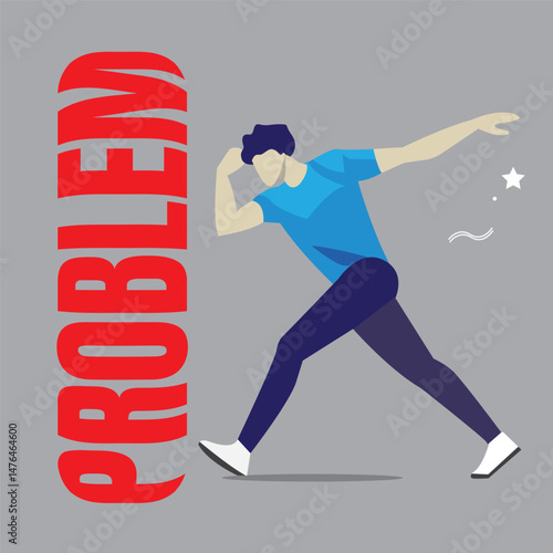 man running into problems, facing problems, solving problems