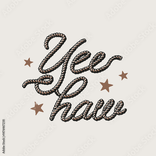 Yeehaw Letter Rope Western Rodeo Typography