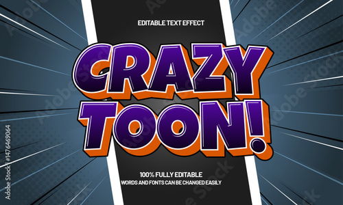 crazy toon editable text effect with a comic and fun text style