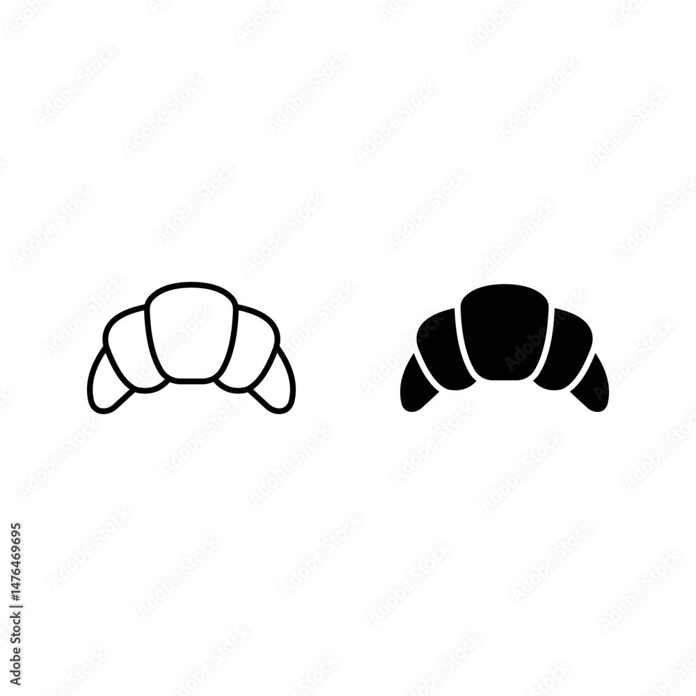 Obraz premium croissant icon set color editable on white background