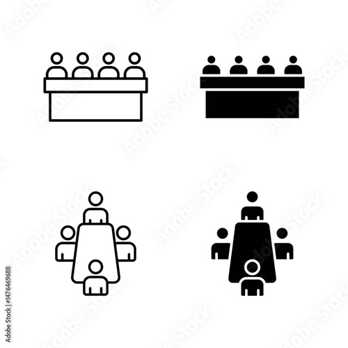 committee icon set color editable on white background