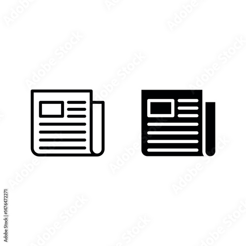 newspaper icon set color editable on white background