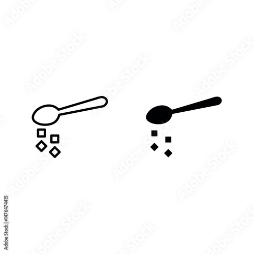 spoon with sugar icon set color editable on white background