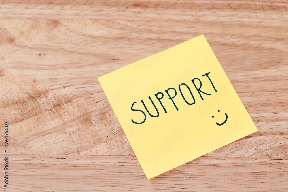 Supportive messages work environment visual content office desk close-up motivational concept