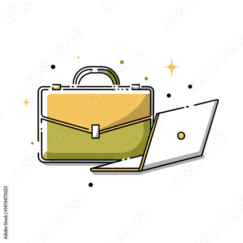 Professional briefcase with laptop icon for business websites, career blogs, corporate training and workplace resources