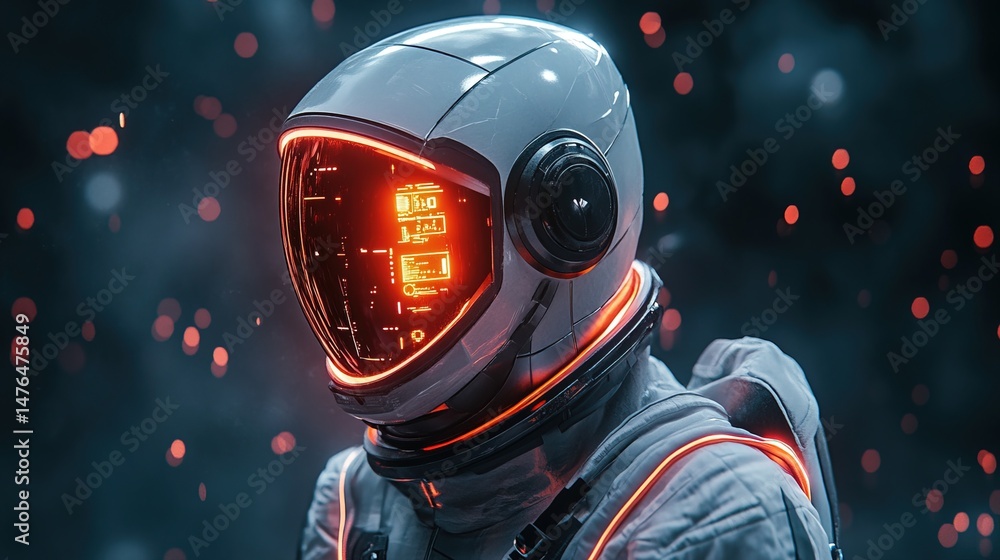 A high-tech astronaut suit with real-time AI guidance for survival A high-tech astronaut suit with real-time AI guidance for survival