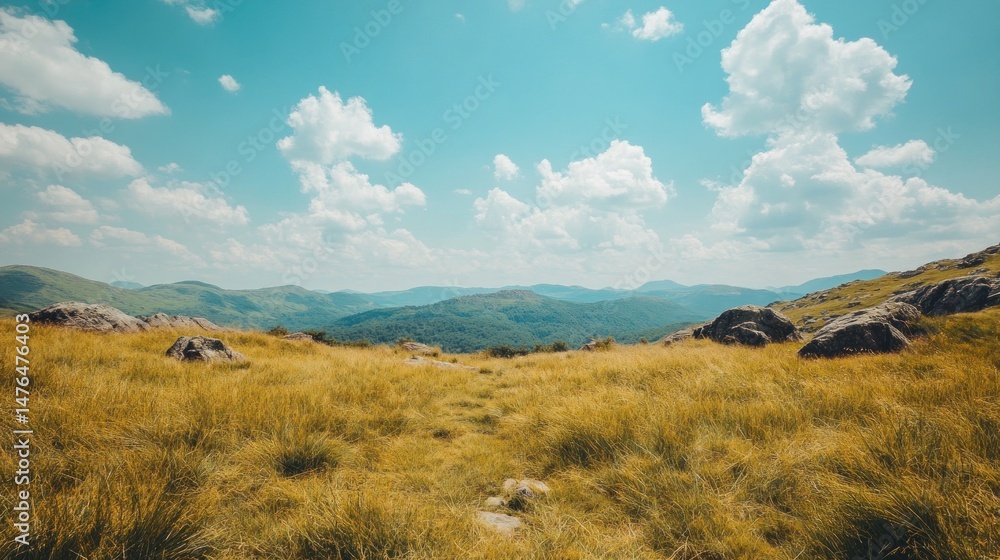Fototapeta premium Vast, sun-drenched mountain meadow