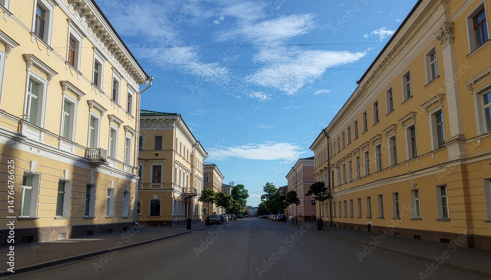 Fototapeta premium Elegant Classical Building Facade with Stone Ornamentation