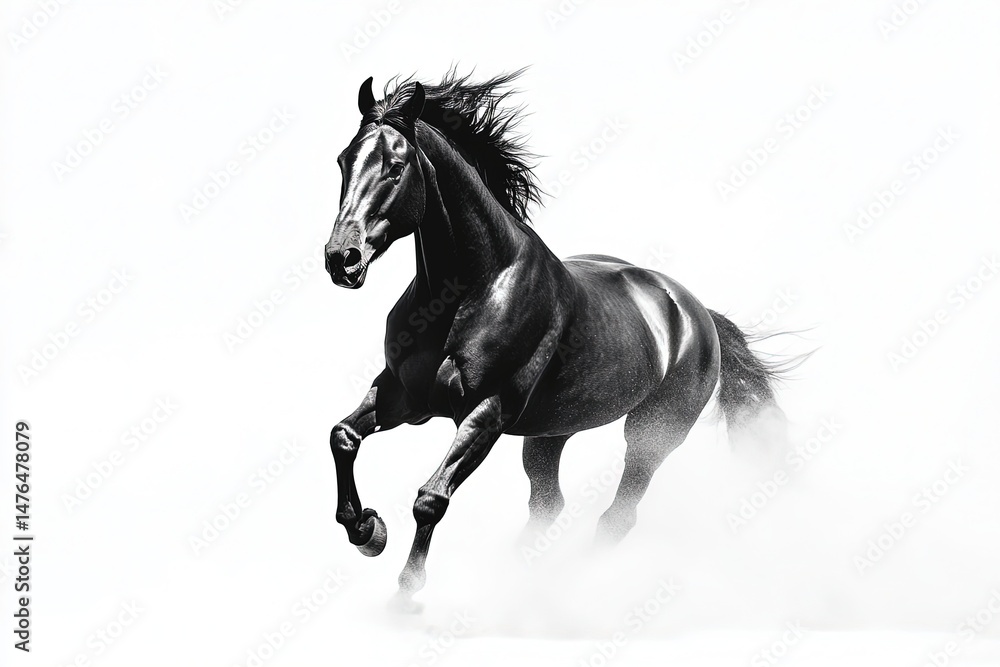 Horse is running white background Horse is running white background
