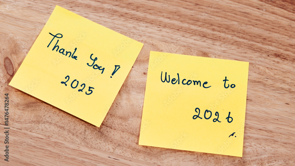 Future gratitude inspirational reflections in a creative workspace with sticky notes