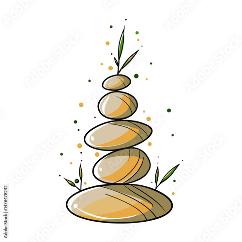 Balanced zen stone stack icon for spa websites, meditation apps, wellness centers, mindfulness blogs, massage therapy promotions, and relaxation-focused designs
