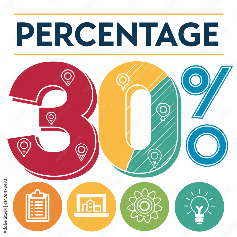 Fototapeta premium Design a bold, vector infographic element depicting a percentage symbol with a thick outline, suitable for presentations and data visualization.