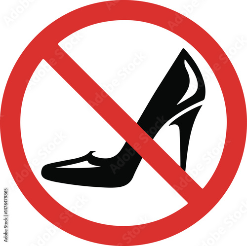 Red Circle No High Heels Prohibition Sign