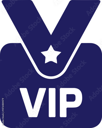  Blue VIP Badge Icon with Star Symbol