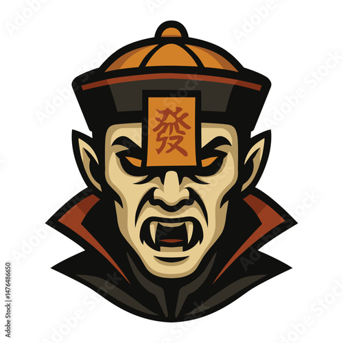 Chinese vampire vector logo illustration
