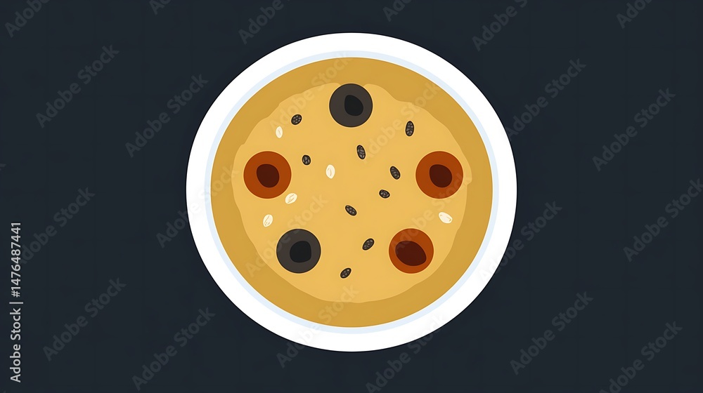 Flatlay Pizza Olives Sesame Seeds.