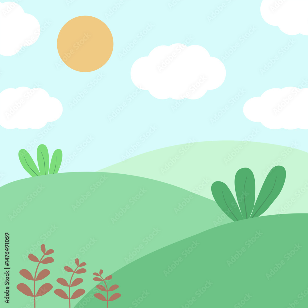 Obraz premium Minimal landscape with mountains and sun