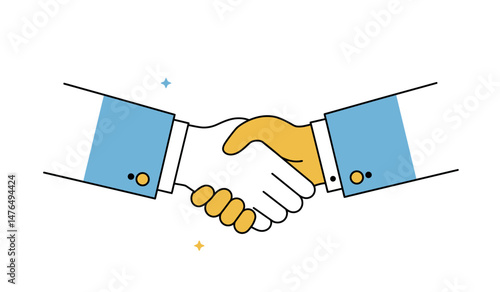 Business partnership concept with handshake graphic for professional agreement design