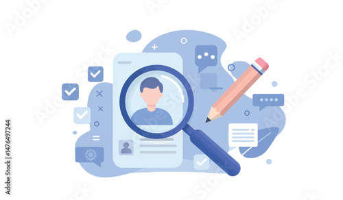 User profile research and analysis illustration for communication design