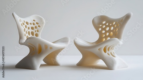 Fototapeta Naklejka Na Ścianę i Meble -  3D printed model chairs made