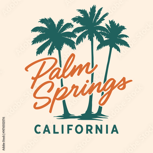 Vintage Palm Trees California Beach Sunset Typography Graphic Tee Design – Vector
