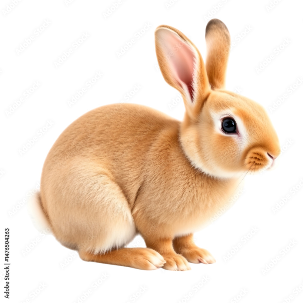 Fototapeta premium Curious Bunny: A captivating view of an adorable bunny in a stunning close-up, revealing the endearing nature of this pet, its furry coat, and its bright eyes.