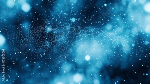 Cosmic Web Abstract  An abstract illustration with a delicate web of connections against a dark  blue and white galaxy background.