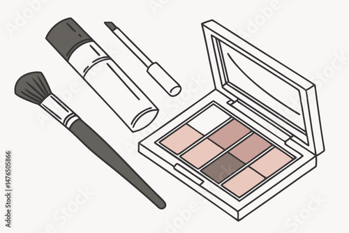 84 makeup brushes,eyeshadow palette,makeup products,cosmetics,eyeshadows,colors,beauty,still life,high contrast,studio shot,minimalist