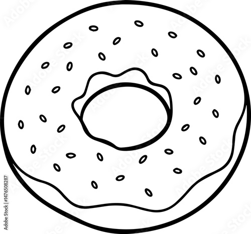 bagel outline vector illustration line art