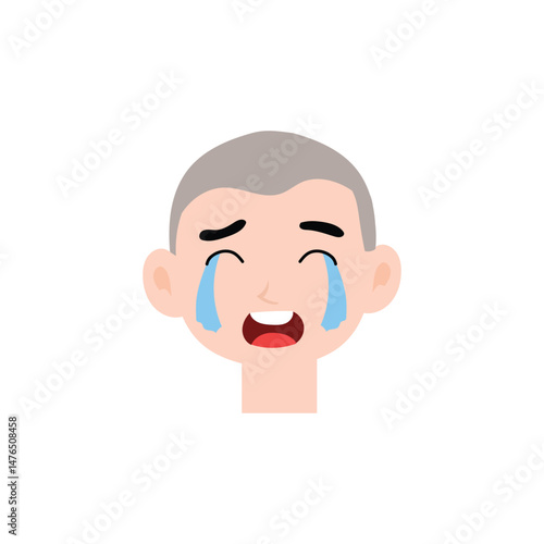 Boy expression face variant different cartoon. Boy Emoji Collection Isolated on white background. popular face expression