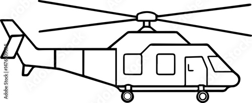 cargo helicopter outline vector illustration line art