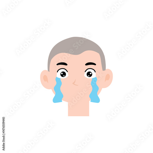 Boy expression face variant different cartoon. Boy Emoji Collection Isolated on white background. popular face expression