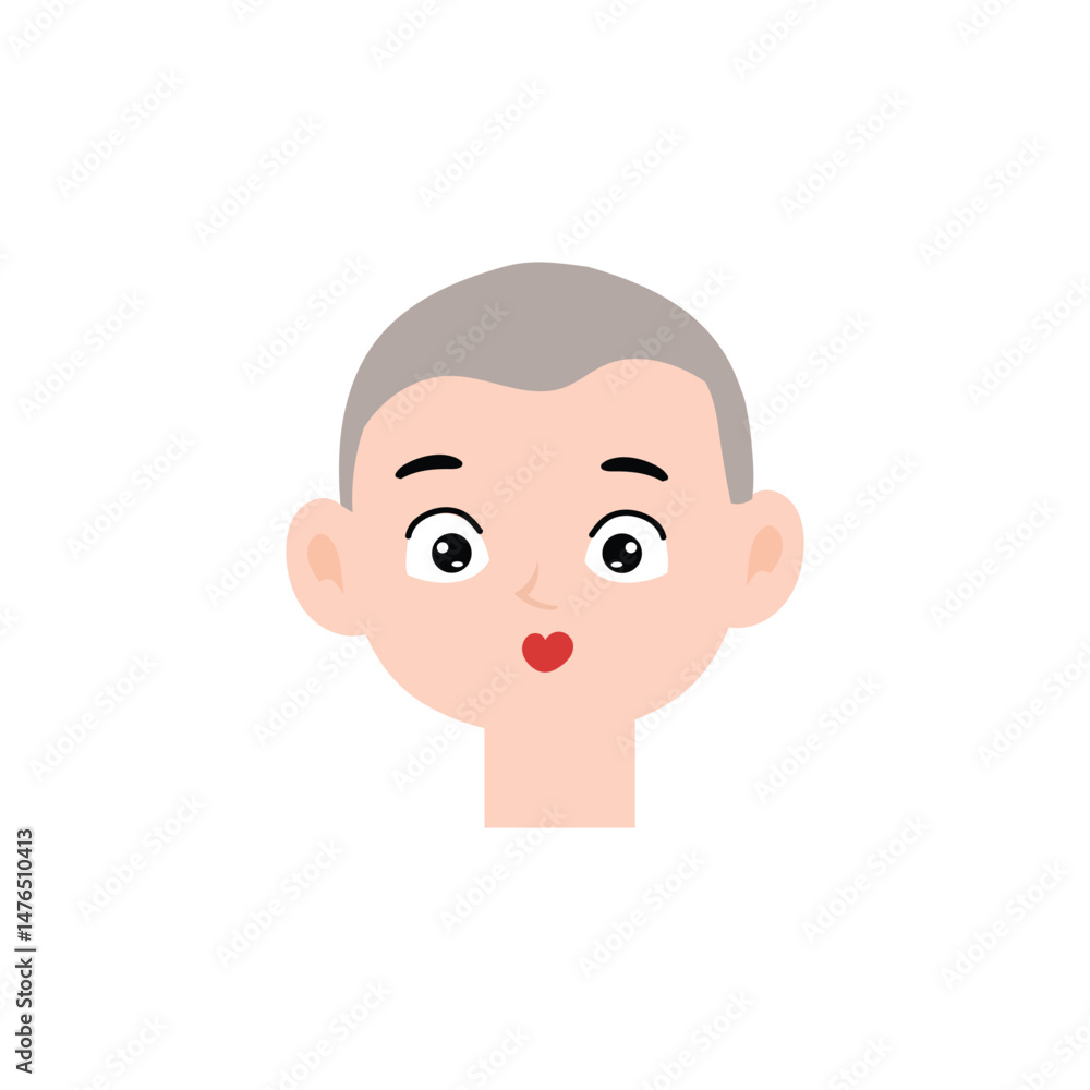 Fototapeta premium Boy expression face variant different cartoon. Boy Emoji Collection Isolated on white background. popular face expression