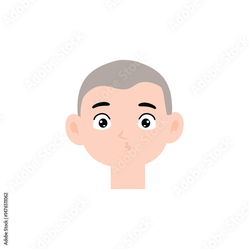 Boy expression face variant different cartoon. Boy Emoji Collection Isolated on white background. popular face expression