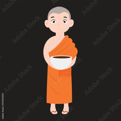 Buddist monk variant activity design stock.buddhist monk standing illustration isolated. Buddhist monks cartoon character hand draw art illustration