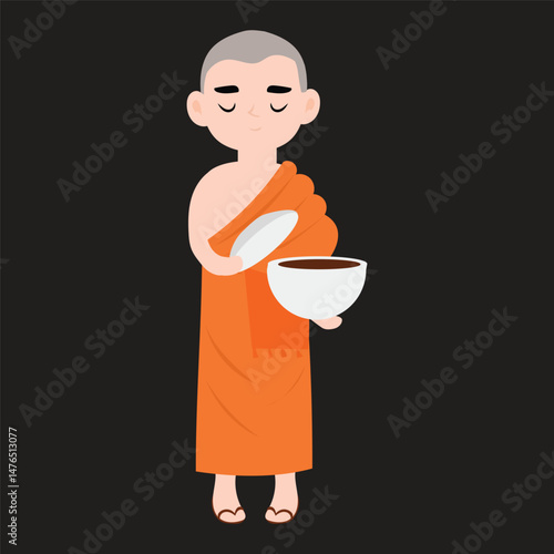 Buddist monk variant activity design stock.buddhist monk standing illustration isolated. Buddhist monks cartoon character hand draw art illustration