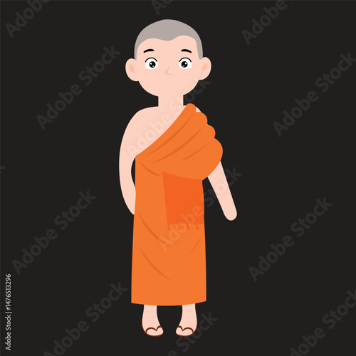 Buddist monk variant activity design stock.buddhist monk standing illustration isolated. Buddhist monks cartoon character hand draw art illustration