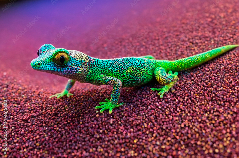 Fototapeta premium Vibrant Colorful Gecko on Textured Surface. Generative AI. 