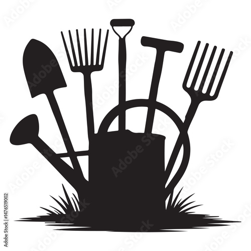 Complete Garden Tool Set Silhouette