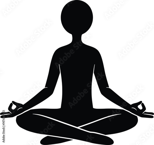 Vector Icon Illustration Stickman in Lotus Yoga Pose