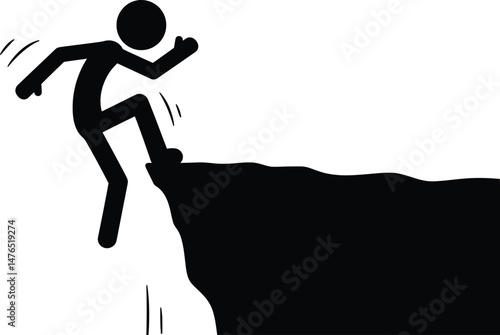 Vector Stickman Icon Illustration Precipice Fall