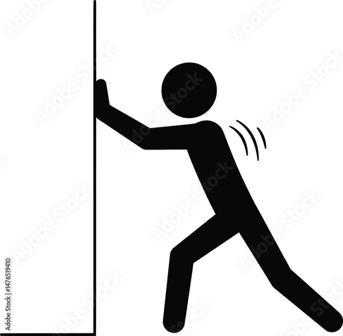 Pushing Wall Vector Icon Stickman Illustration