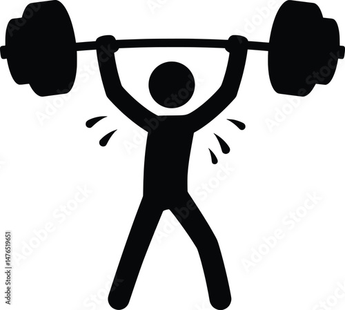 Vector Icon Illustration Stickman Weightlifting, Strength Icon