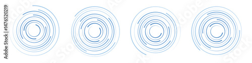 Set of blue concentric ripple circles vector elements