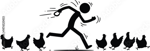 Running Stickman Vector Icon Illustration A Dynamic Stick Figure Chase