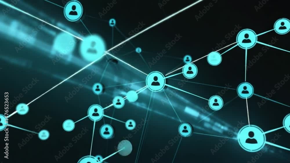 Icon of individuals in a circular shape connected by lines, representing a futuristic social network technology concept with a dark, grainy aesthetic Icon of individuals in a circular shape connected by lines, representing a futuristic social network technology concept with a dark, grainy aesthetic