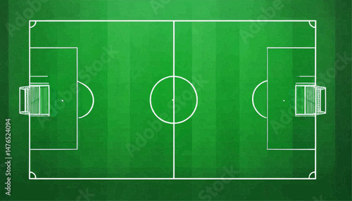 Flat Soccer Field Top View Vector