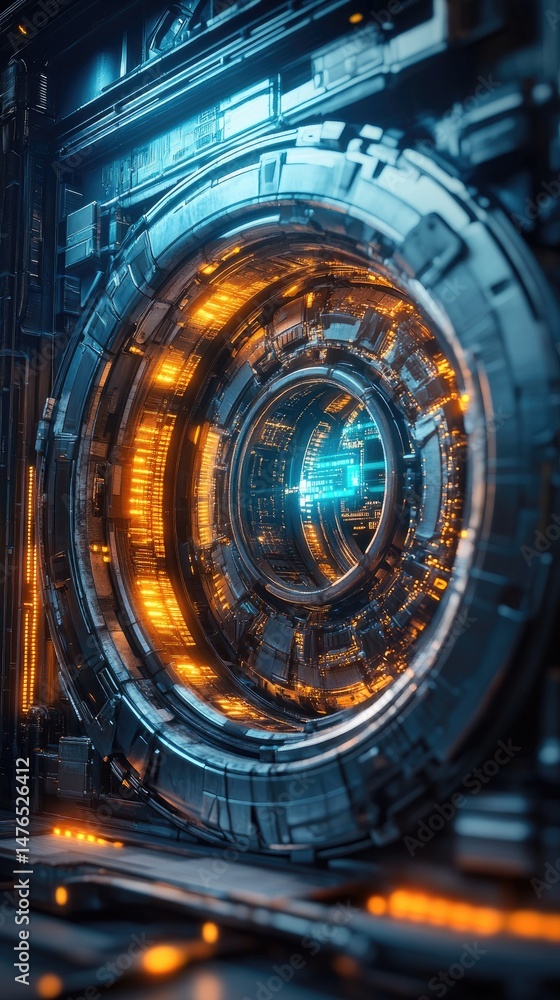 Fototapeta premium Intricate futuristic technology portal design.